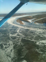 Flying over the frozen Kuskokwim.